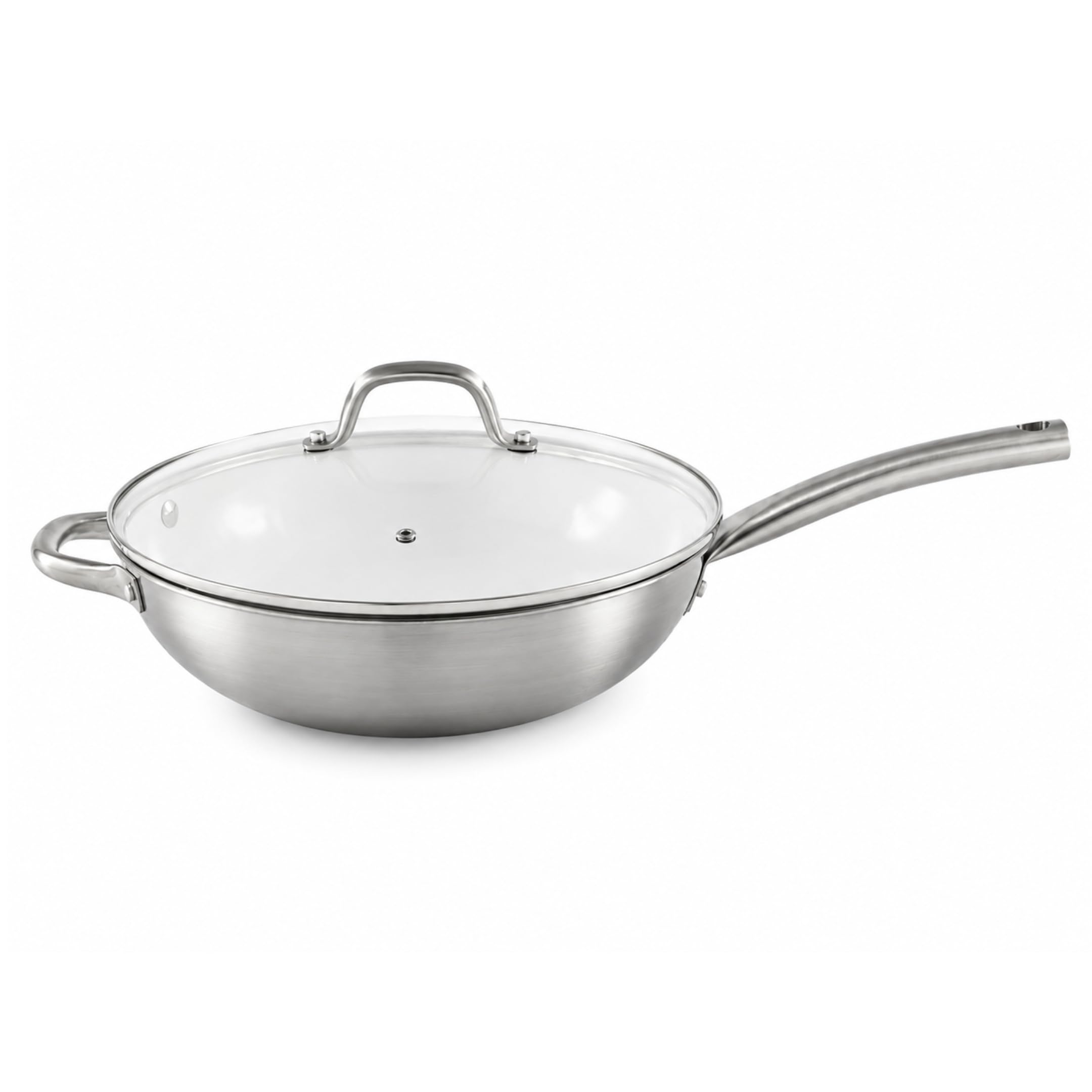 Amazon.com: IMUSA 12Inch Wok Pan with Lid, 2 Ply Stainless Steel